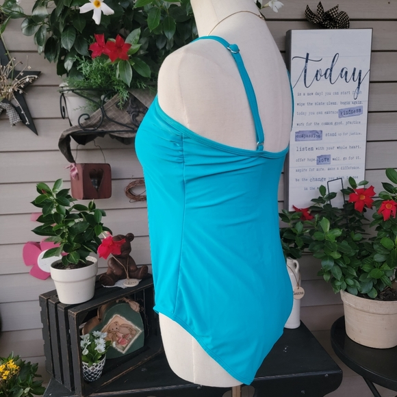 CATALINA ♡ NWOT Gorgeous 1pc Aqua Blue Padded Bralette Swimsuit XL (16-18) - Picture 6 of 11